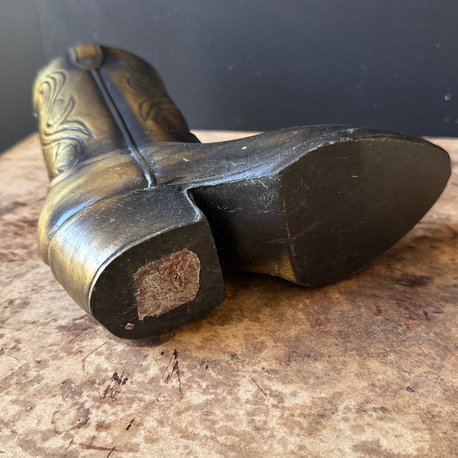 Vintage Brass Cowboy Boot Vase - Monte Visión