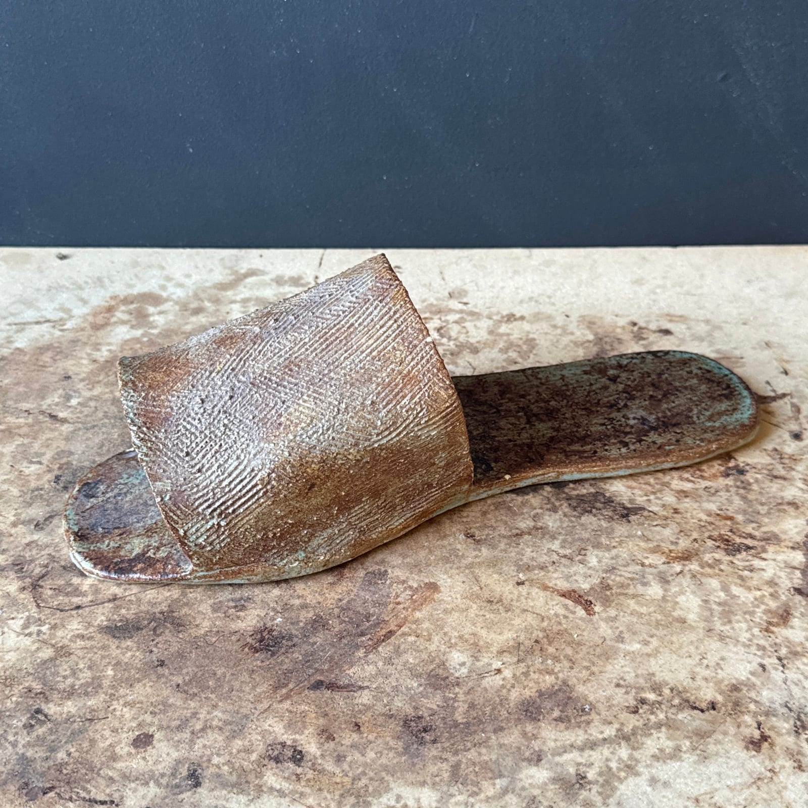 Vintage Brown Artist Made Ceramic Sandal - Monte Visión