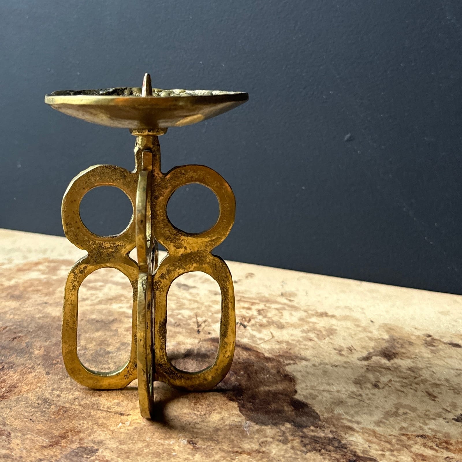 Vintage Brutalist Austrian Bronze Single Candlestick - Monte Visión