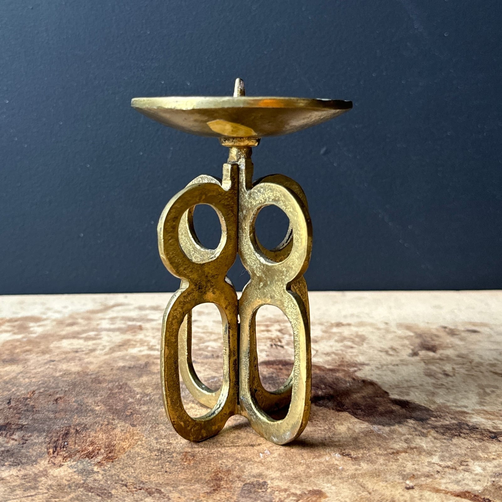 Vintage Brutalist Austrian Bronze Single Candlestick - Monte Visión