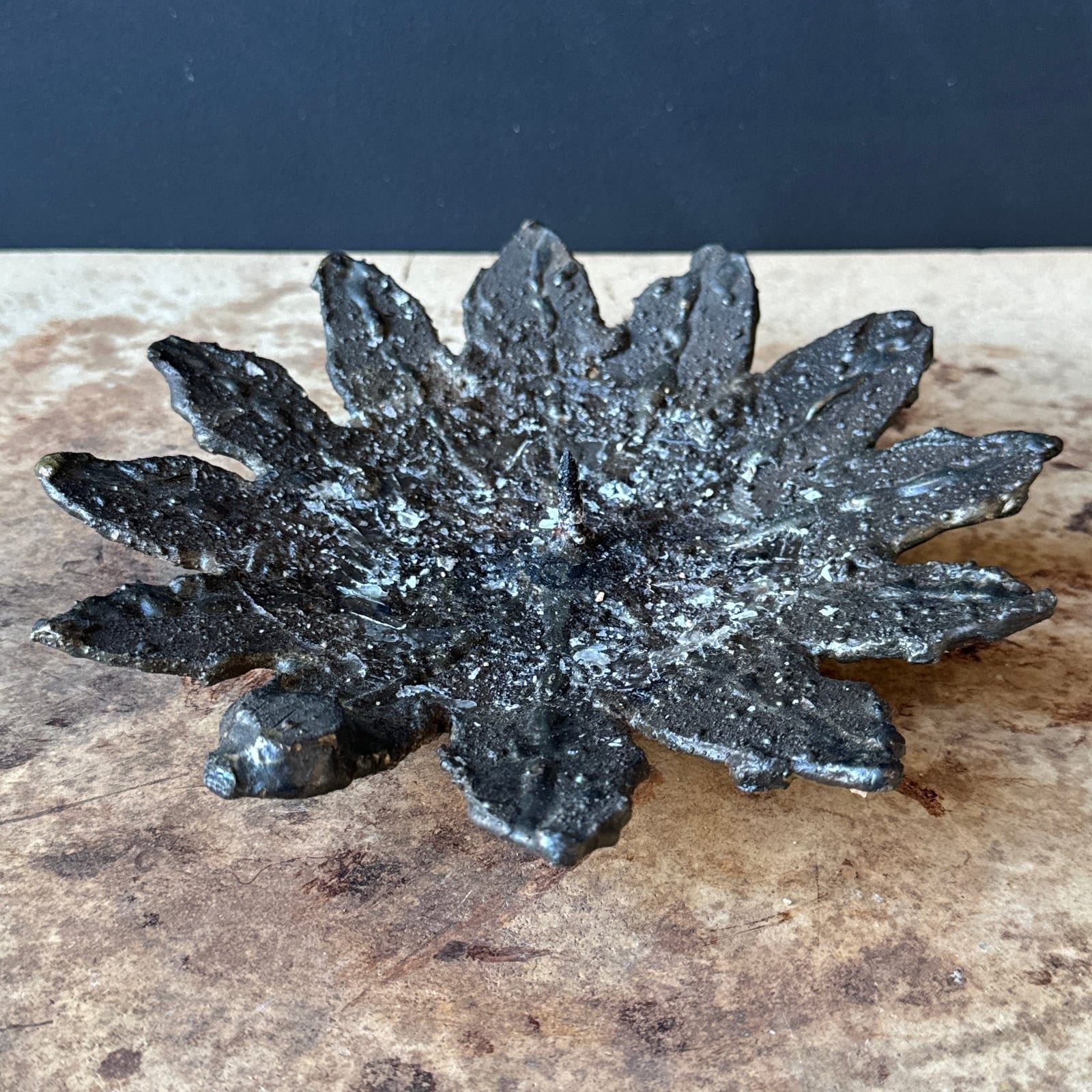 Vintage Brutalist Flat Chunky Flower Candlestick - Monte Visión