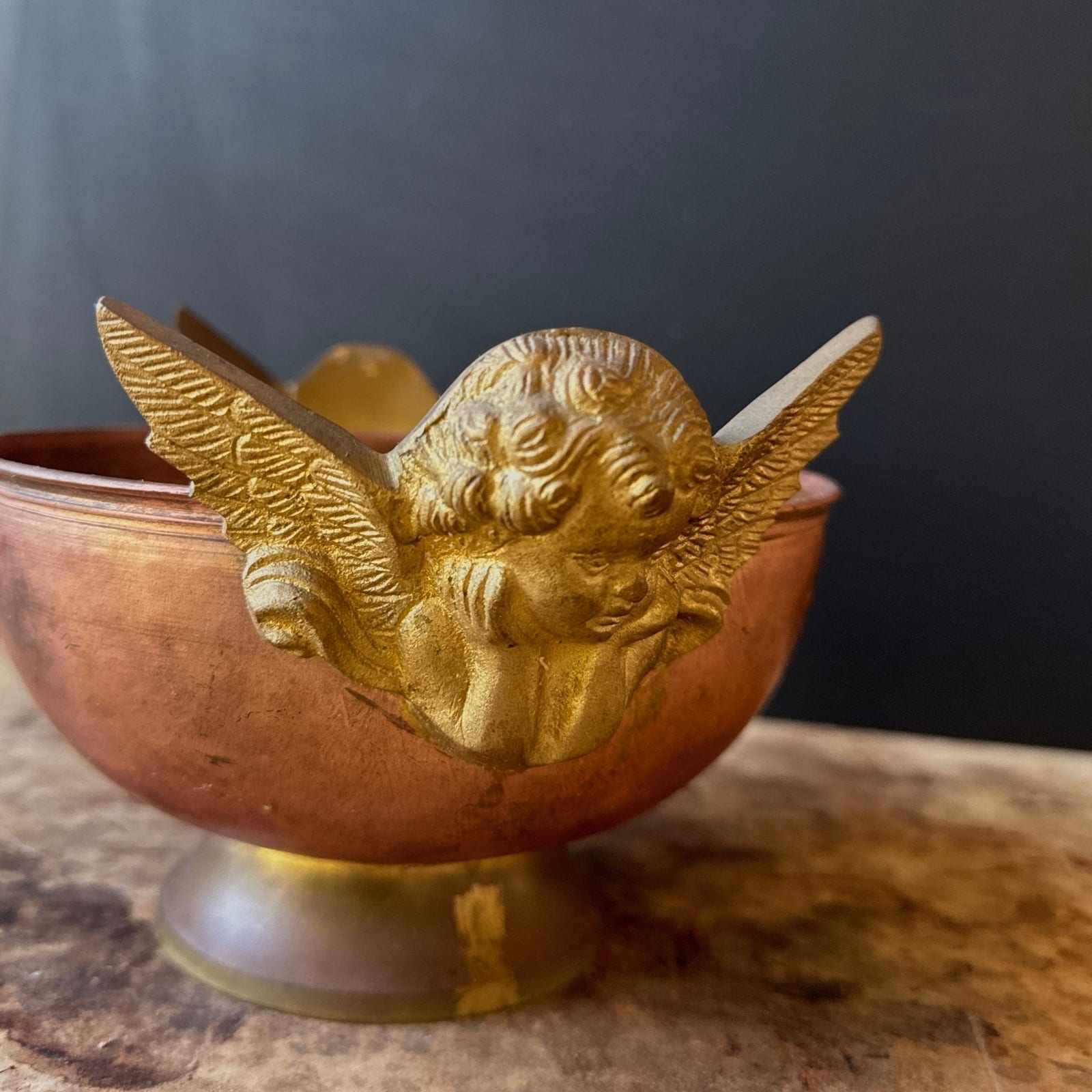 Vintage Copper & Brass Double Angel Bowl - Monte Visión