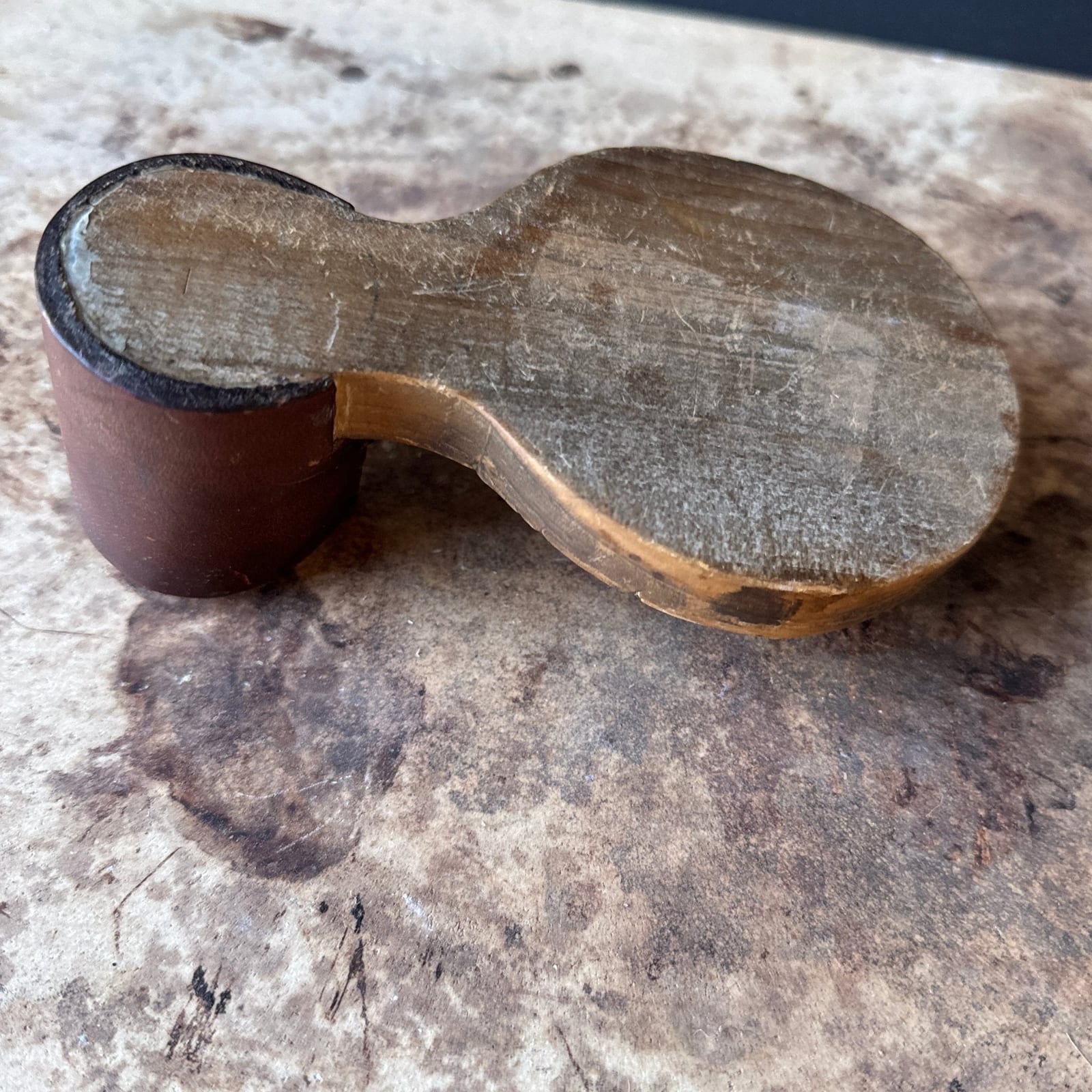 Vintage French Artist-Made Leather & Stone Match Striker - Monte Visión