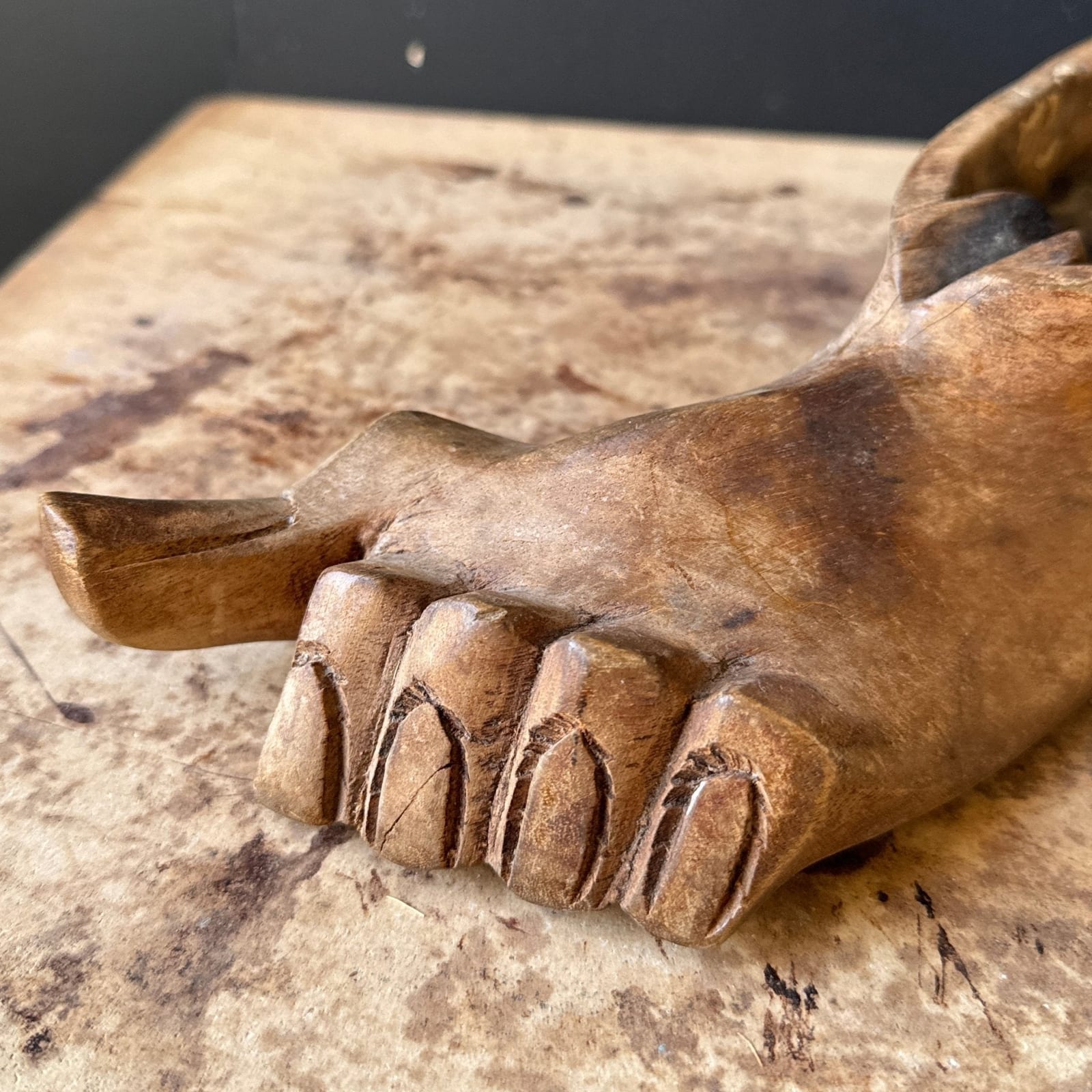 Vintage Hand-Carved Foot Ashtray - Monte Visión
