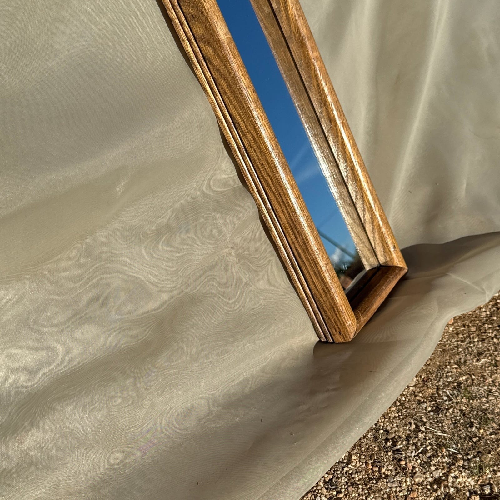 Vintage Hand-Made Tall Rectangular Wood Mirror - Monte Visión