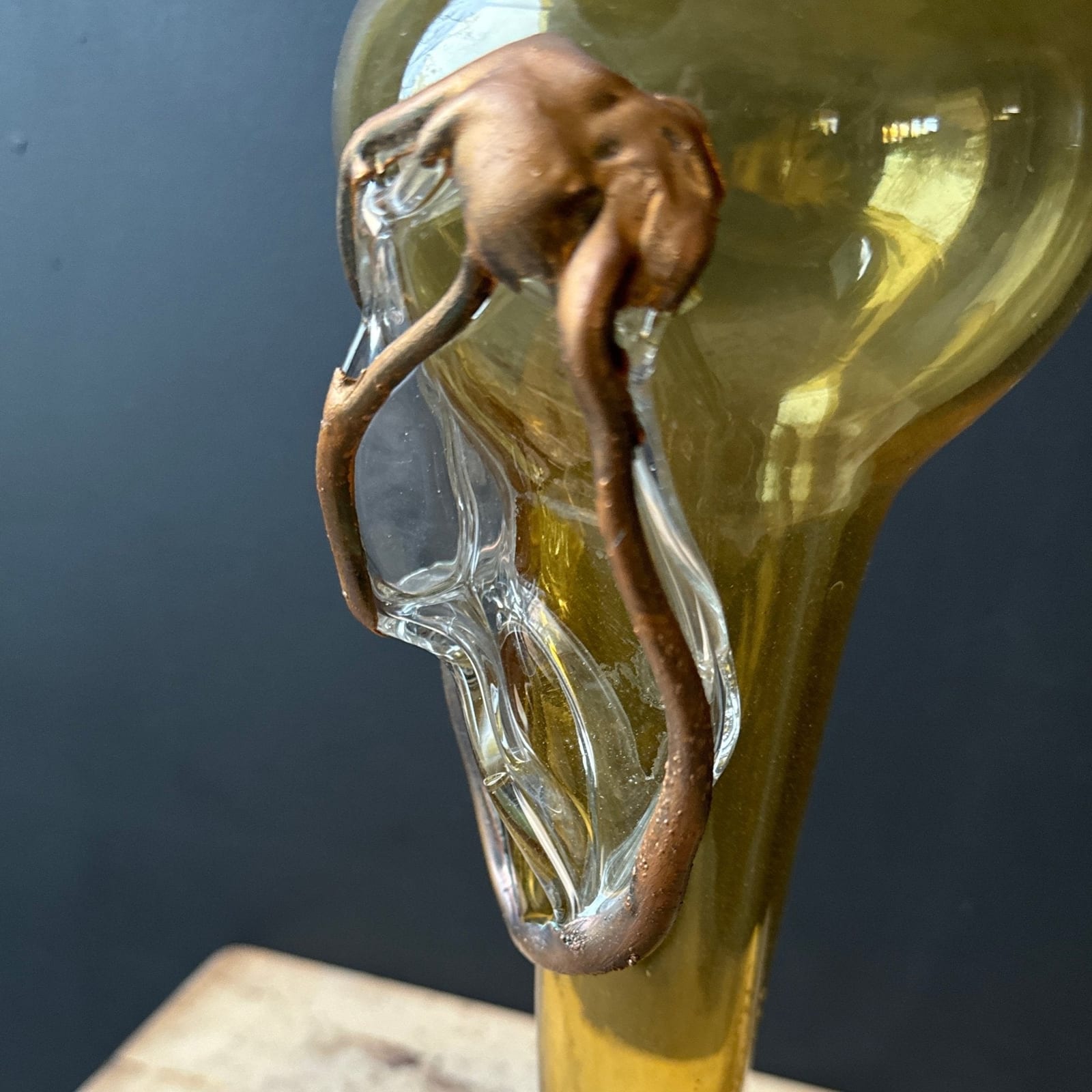 Vintage Large Yellow Artist-Made Vase With Gold Glass Detail - Monte Visión