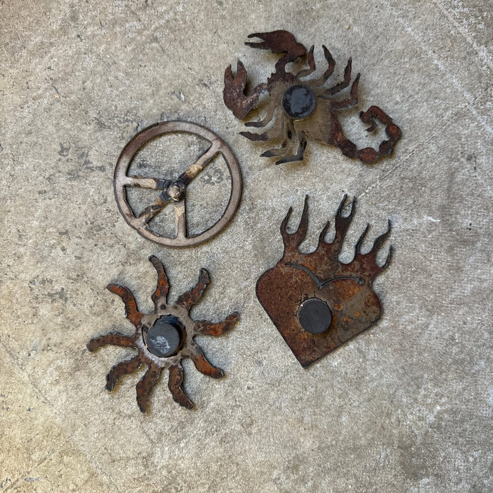 Vintage Metal Torch-Cut Southwest Magnets- Set of 4 - Monte Visión