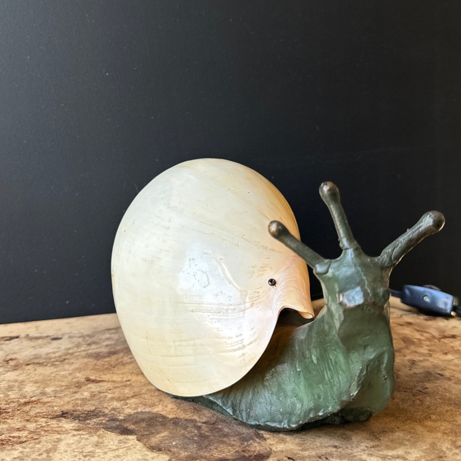 Vintage Solid Bronze Snail & Seashell Table Lamp - Monte Visión
