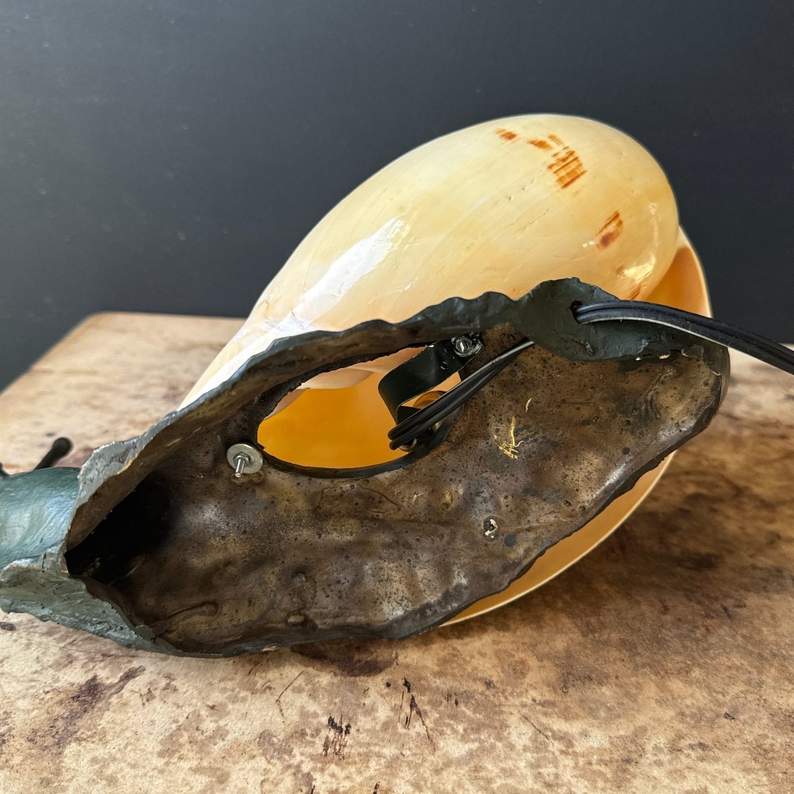 Vintage Solid Bronze Snail & Seashell Table Lamp - Monte Visión
