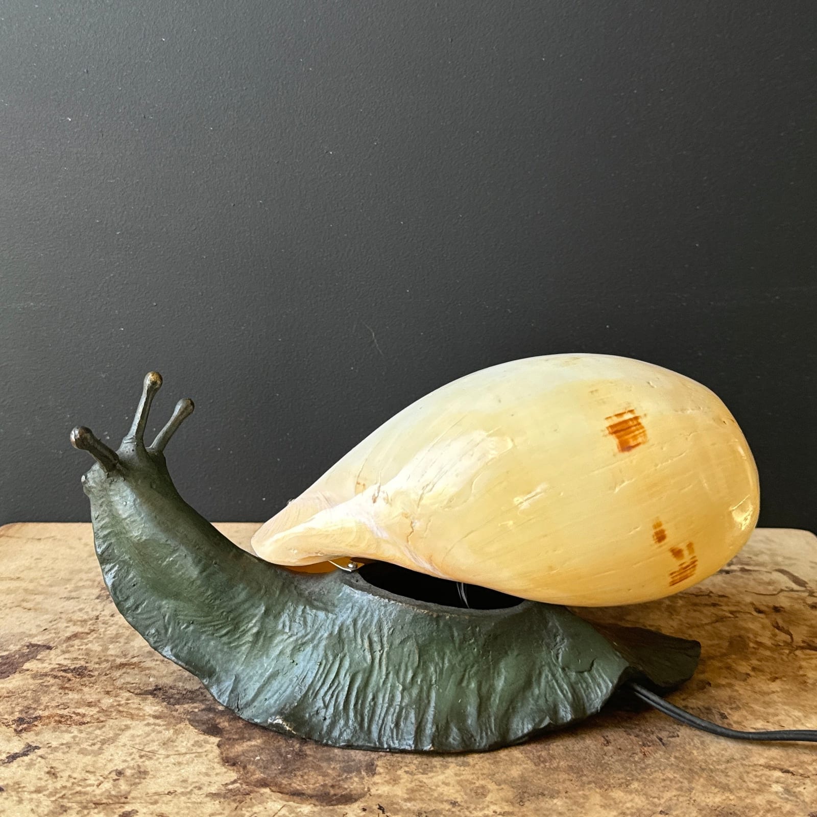 Vintage Solid Bronze Snail & Seashell Table Lamp - Monte Visión