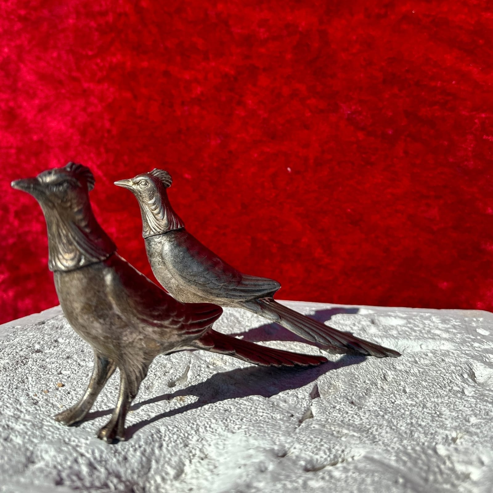 Vintage Solid Pewter Roadrunner Salt & Pepper Shakers - Monte Visión