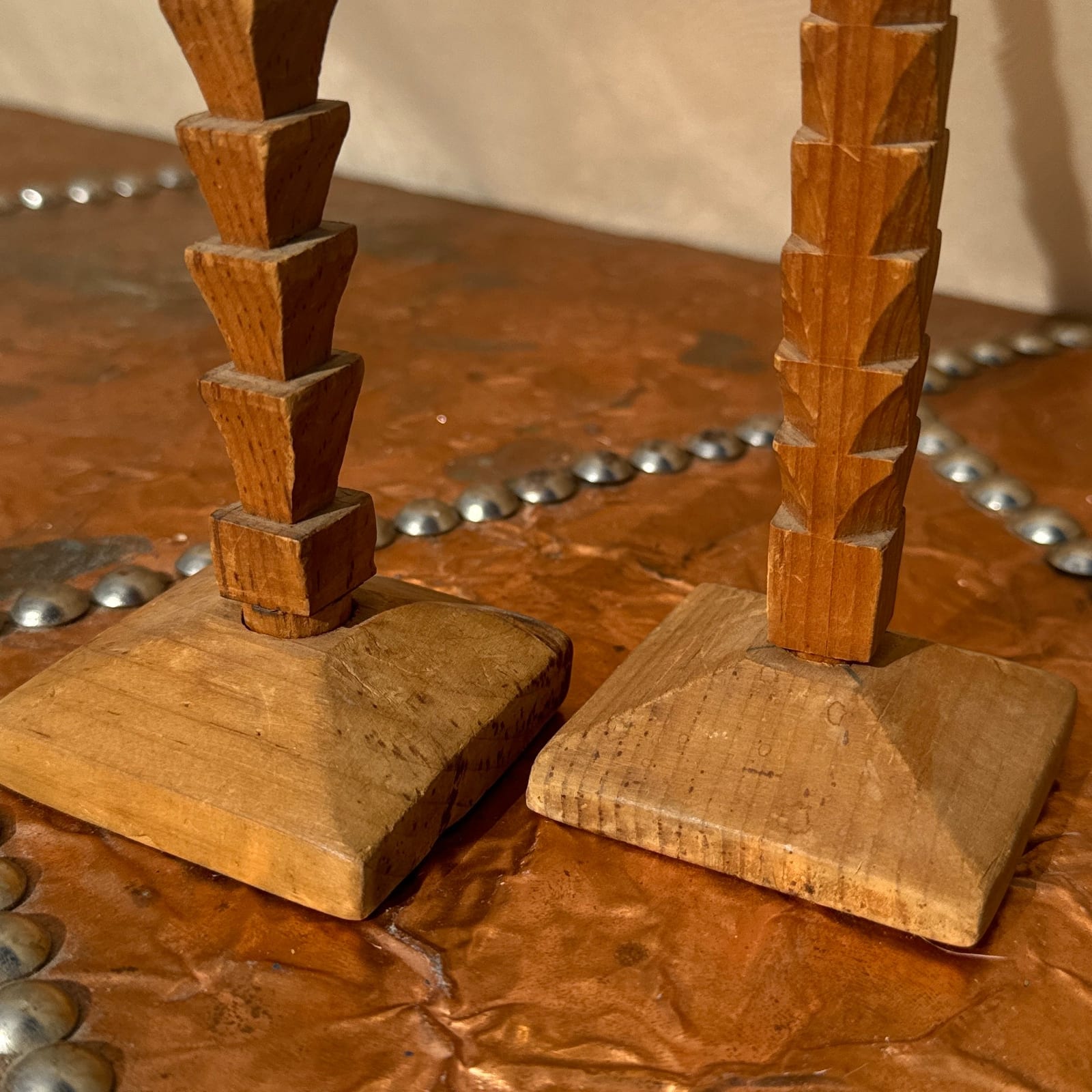 Vintage Tramp Folk Art Spires- Set of 2 - Monte Visión